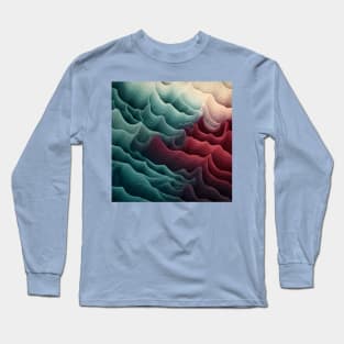 Cool Toned Abstract Wave Illustration Long Sleeve T-Shirt